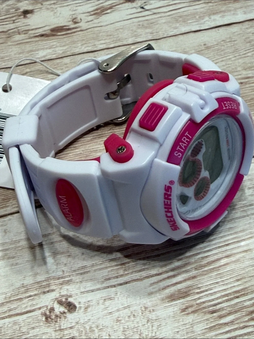 Skechers White and Pink Digital Sport Watch